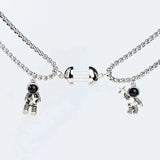 Heart Magnetic Couple Astronaut Pendant Necklace for Women Men