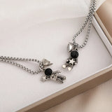Heart Magnetic Couple Astronaut Pendant Necklace for Women Men