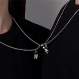 Heart Magnetic Couple Astronaut Pendant Necklace for Women Men