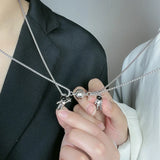 Heart Magnetic Couple Astronaut Pendant Necklace for Women Men
