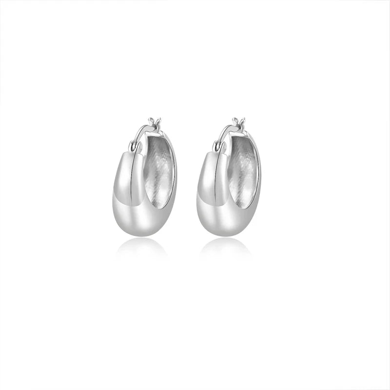 Heavy Duty Yellow Silver Oval Circle Earrings Punk Hoop Gift
