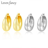 Heavy Duty Yellow Silver Oval Circle Earrings Punk Hoop Gift