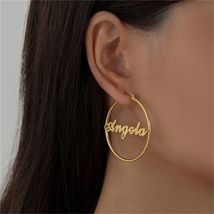 Personalized Stainless Steel Name Round Earring