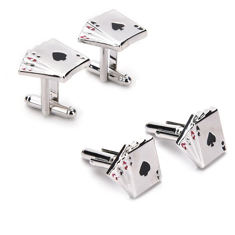 Poker Cufflinks Male French Shirt Cuff Links Cards Cufflink