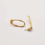 Natural Oval Hollow Ring Earrings 18K Brass Plated JA0083