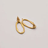 Natural Oval Hollow Ring Earrings 18K Brass Plated JA0083