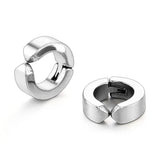 Men's Stainless Steel Non-Piercing Earring Clip On Ear Stud Cuff Earrings