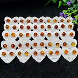 Natural Flower Amber Bead Stud Earrings 925 Silver Luky Gemstone Earrings