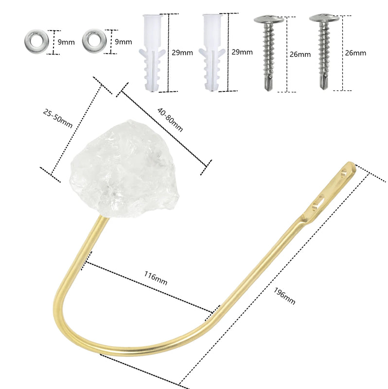 Natural Rough Crystal Stone Curtain Holdback Hanger Wall Tie Backs Hook Holder