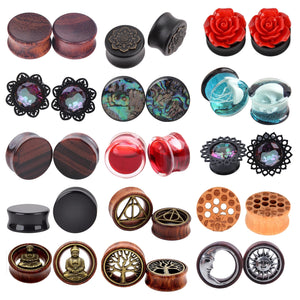 Bamboo Wood Ear Plugs Gauges Earrings for Women Men
