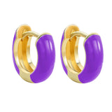 Enamel Women Earrings Multicolor Small Circle Earrings Pink Pendant