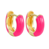 Enamel Women Earrings Multicolor Small Circle Earrings Pink Pendant
