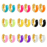 Enamel Women Earrings Multicolor Small Circle Earrings Pink Pendant