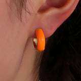 Enamel Women Earrings Multicolor Small Circle Earrings Pink Pendant