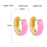 Enamel Women Earrings Multicolor Small Circle Earrings Pink Pendant