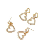 1 Pair Copper Clad 14K Zircon Rectangular Studs for Earrings