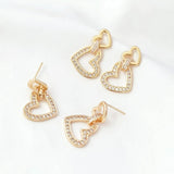 1 Pair Copper Clad 14K Zircon Rectangular Studs for Earrings
