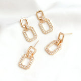 1 Pair Copper Clad 14K Zircon Rectangular Studs for Earrings