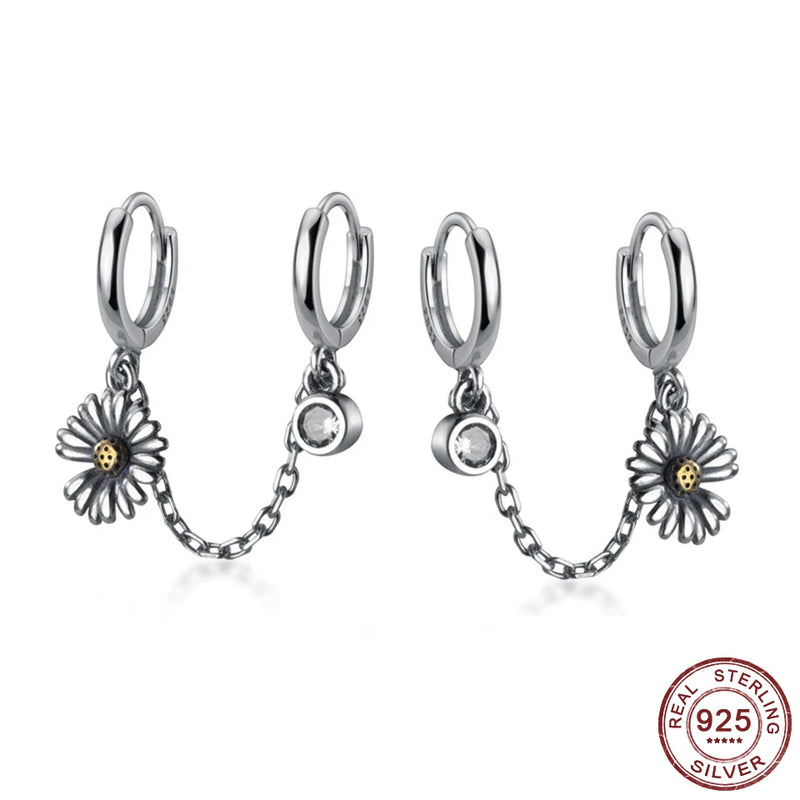 PUNK Rock Unisex S925 Silver Safety Pin Stud Earring