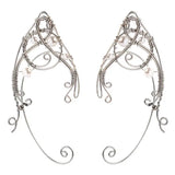 Pearl Crystal Ear Cuffs - Christmas Elf Fairy Halloween Earrings