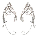 Pearl Crystal Ear Cuffs - Christmas Elf Fairy Halloween Earrings