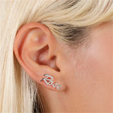 Custom Nameplate Letter Earrings Stainless Steel Personalized Studs