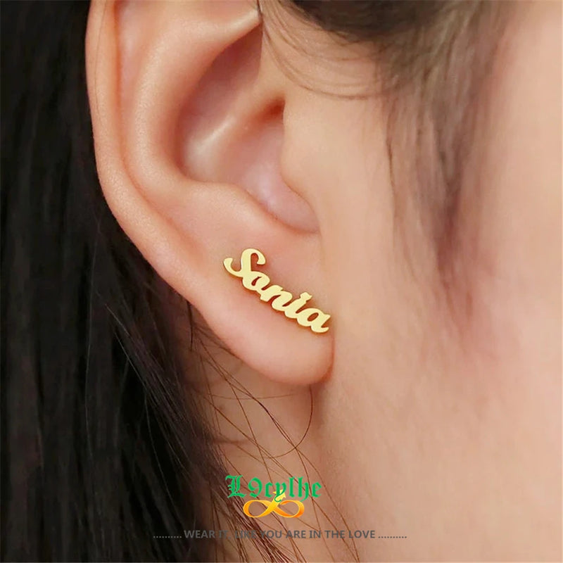 Customized Cursive Name Stud Earrings for Women