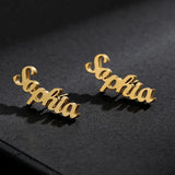 Custom Initial Cursive Name Stud Earrings, Personalized Gift for Girls