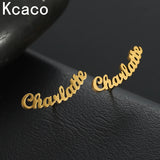 Personalized Name Earrings Initial Cursive Nameplate Stud Earring