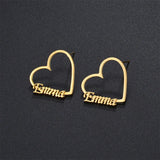 Custom Initial Nameplate Stud Earrings for Women