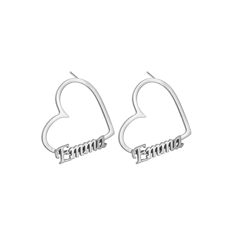 Custom Initial Nameplate Stud Earrings for Women