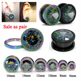 Stainless Steel Zircon Ear Plugs Body Jewelry, 6mm-16mm