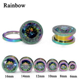 Stainless Steel Zircon Ear Plugs Body Jewelry, 6mm-16mm