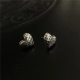 Vintage Letter Heart Shape S925 Sterling Silver Earring