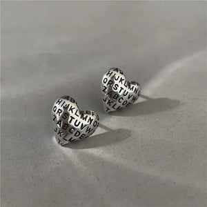 Vintage Letter Heart Shape S925 Sterling Silver Earring