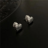 Vintage Letter Heart Shape S925 Sterling Silver Earring