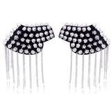 Punk Tassel Metal Epaulet Dress Decoration Shoulder Pad Brooch Rivet Fringed