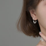 925 Silver Tassel Zircon Hoop Earrings Women Fine Jewelry
