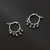 925 Silver Tassel Zircon Hoop Earrings Women Fine Jewelry