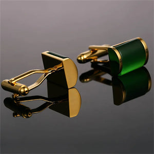 Romantic Green Stone Cufflinks Crystal Cuff links French Cuff links For Wedding