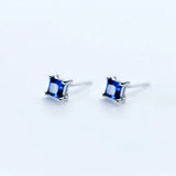 S925 Silver Flower Stud Earrings Asymmetric Female Sweet Square