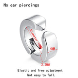 Men's Stainless Steel Non-Piercing Clip On Ear Stud Cuff Earrings