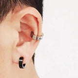 Men's Stainless Steel Non-Piercing Clip On Ear Stud Cuff Earrings