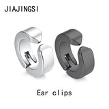 Men's Stainless Steel Non-Piercing Clip On Ear Stud Cuff Earrings