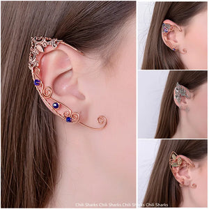 Retro Flower Elf Ears Clip Elves Earrings Creative Earrings Female Alloy