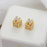 Zircon Letter H Stud Earrings for Women and Girls