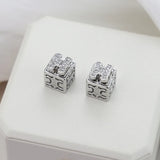 Zircon Letter H Stud Earrings for Women and Girls