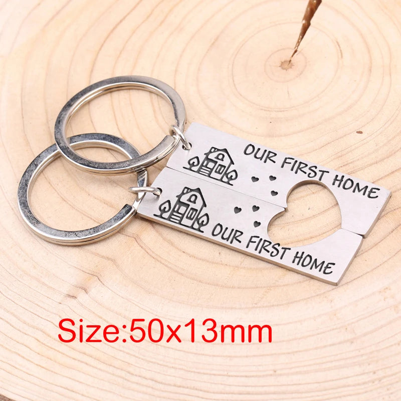 Personalized Stainless Steel Keychains Our First Home Couple Accessory