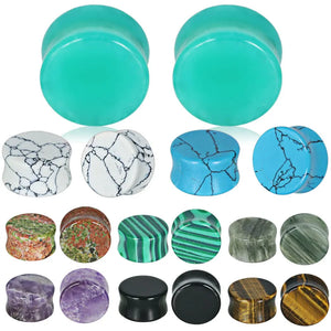1 Pair Stone Ear Stretchers Plugs and Tunnels Piercing Gauges