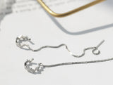 925 Silver Ear Clip Tassel Earrings Zirconia Ear Cuff Fine Jewelry